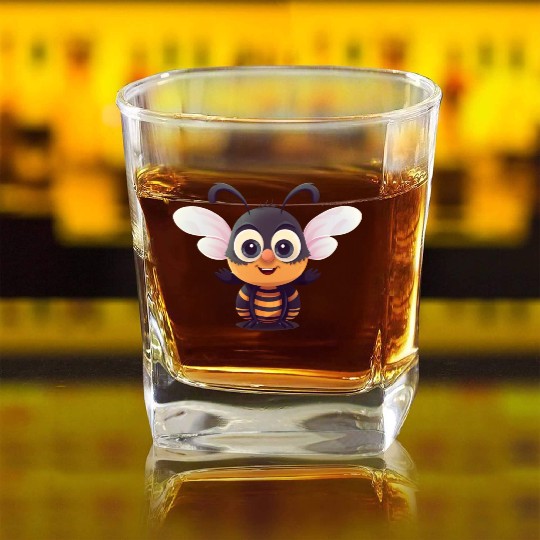 Cute Superhero Bee Bumblebee Wasp Square Whiskey Glasses