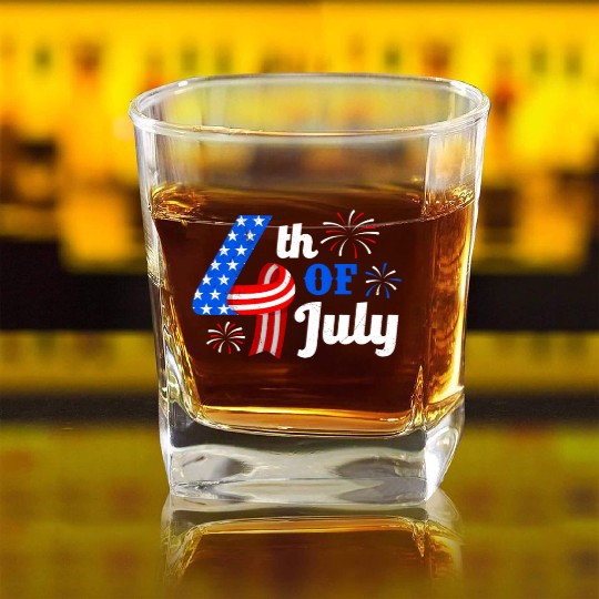 4th July Independence Day Independent America Square Whiskey Glasses