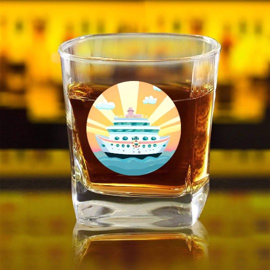 Cruise Ship at Sunset - Dream Voyage Design Square Whiskey Glasses