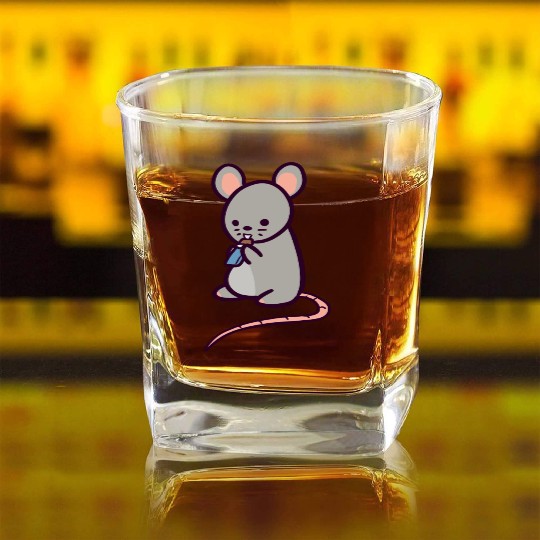Cute Rat Candy Bar Square Whiskey Glasses