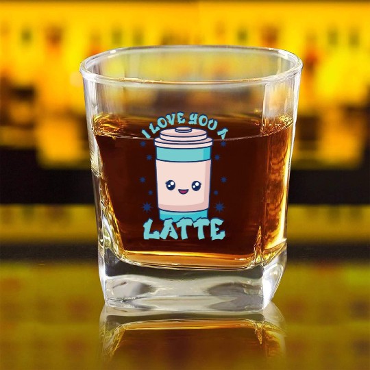 I Love You A Latte Couples Romance Square Whiskey Glasses