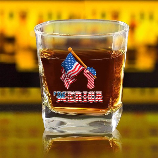 Patriotism Merica Pride US Patriots USA Fan Square Whiskey Glasses