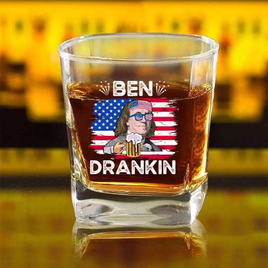 Ben Drankin US President Independence Day Square Whiskey Glasses