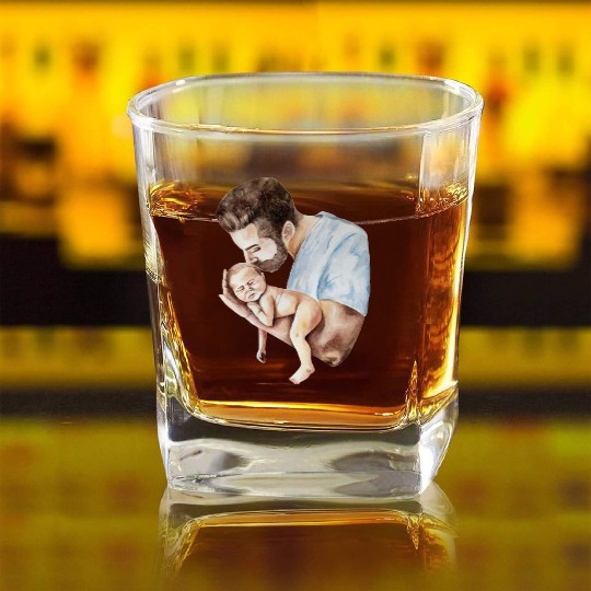 Father's Day Reflections - Heartwarming Art Square Whiskey Glasses