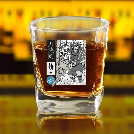 Aesthetic samurais master Comic Strip style Square Whiskey Glasses