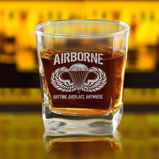 Army Airborne Paratrooper Square Whiskey Glasses
