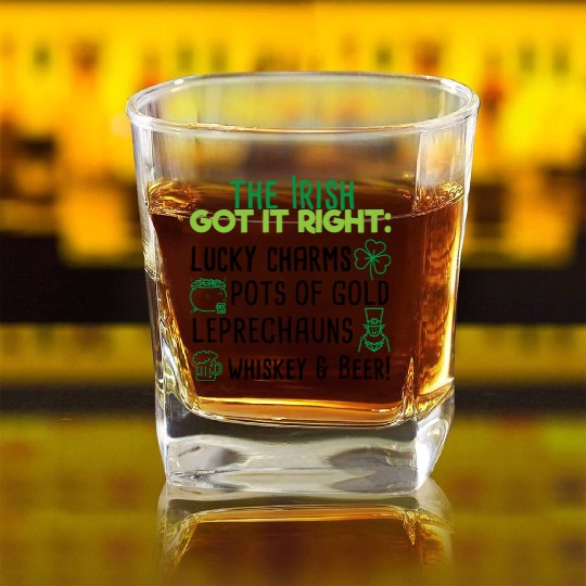 Lucky Irish Charms Aesthetic Square Whiskey Glasses