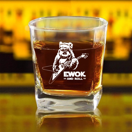 New Ewok And Roll Guitar Funny Square Whiskey Glasses