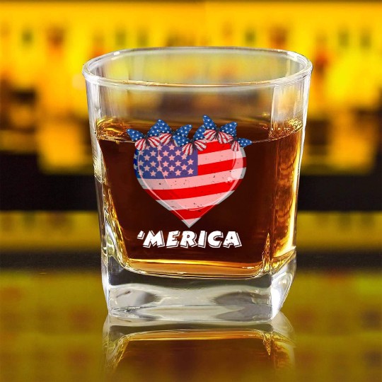 Patriotism Merica Pride US Patriots USA Fan Square Whiskey Glasses