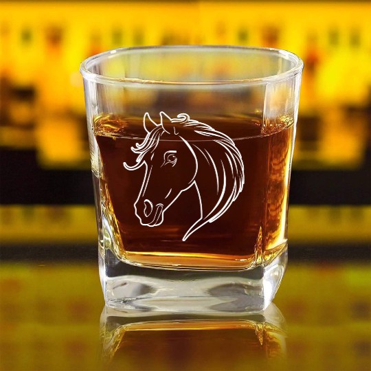 Horse Equine Pony Square Whiskey Glasses
