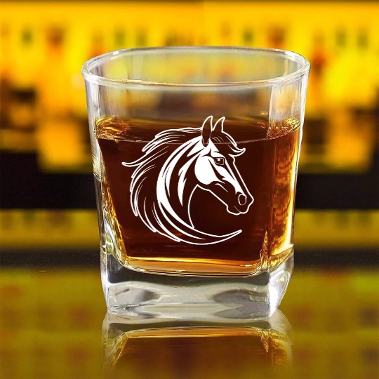 Horse Equine Pony Square Whiskey Glasses