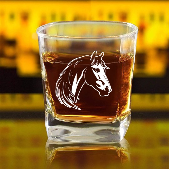 Horse Equine Pony Square Whiskey Glasses