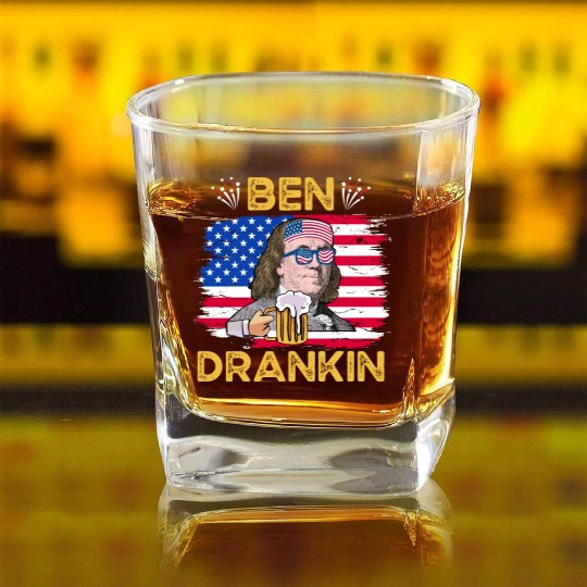 Ben Drankin US President Independence Day Square Whiskey Glasses