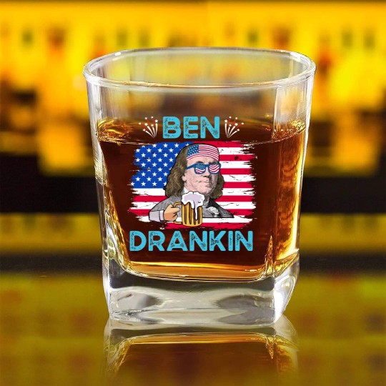 Ben Drankin US President Independence Day Square Whiskey Glasses