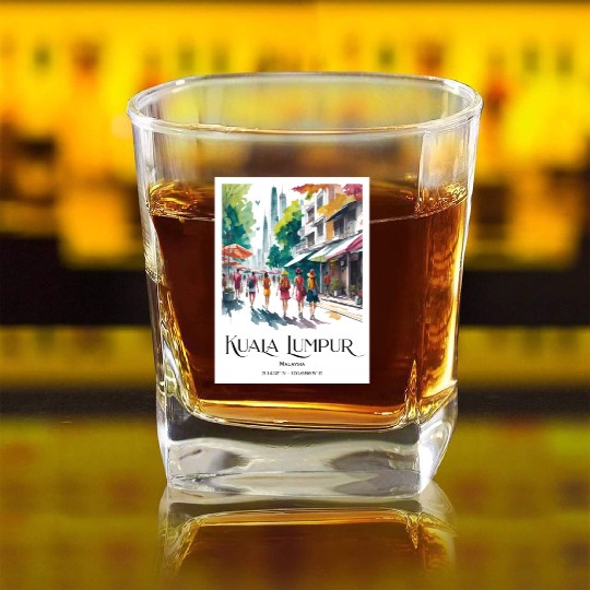 Women walking in streets of Kuala Lumpur Malaysia Square Whiskey Glasses