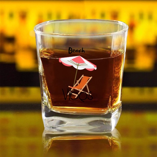"Beach Vibes Square Whiskey Glasses: Embrace the Sun and Sand!"