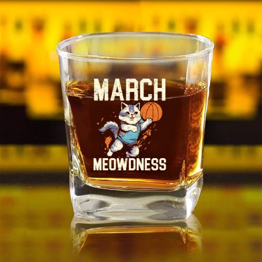Basketball Cat Basketball Player I Love Basketball Square Whiskey Glasses
