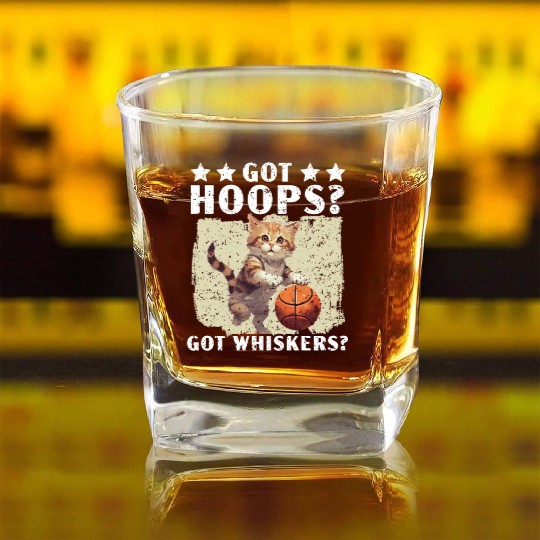 Basketball Cat Basketball Player I Love Basketball Square Whiskey Glasses