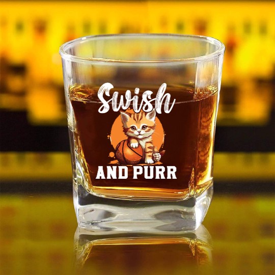 Basketball Cat Basketball Player I Love Basketball Square Whiskey Glasses