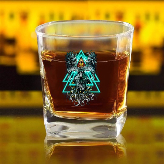 Cthulhu illuminati evil monster Square Whiskey Glasses