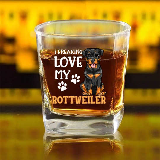 Rottweiler Dog Rottie Puppy I Freaking Love My Rot Square Whiskey Glasses