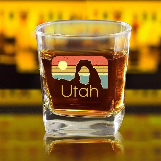 Vintage sunset Utah design Square Whiskey Glasses