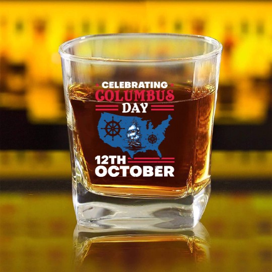 Christopher Columbus Italian American Columbus Day Square Whiskey Glasses
