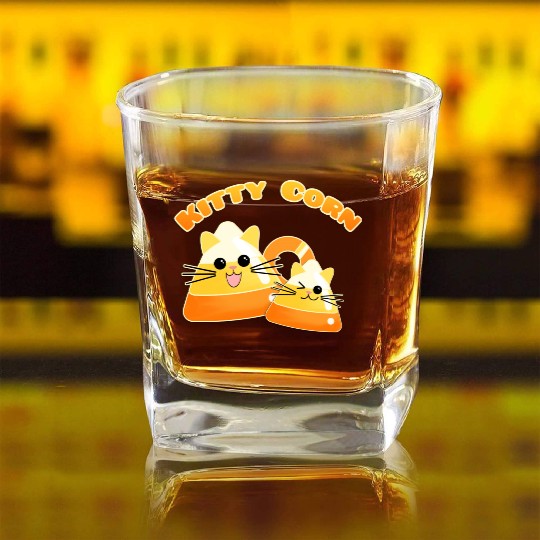 Kitty Candy Corn Square Whiskey Glasses