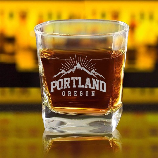 Portland Oregon Mountains Nature Outdoor Square Whiskey Glasses