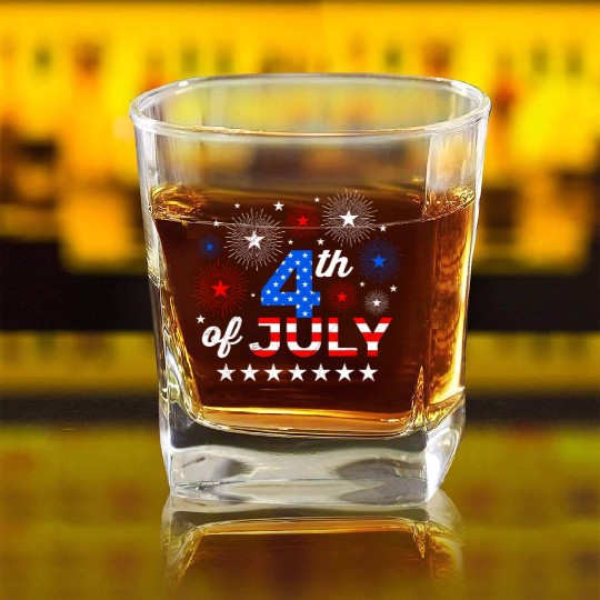 4th July Independence Day Independent America Square Whiskey Glasses