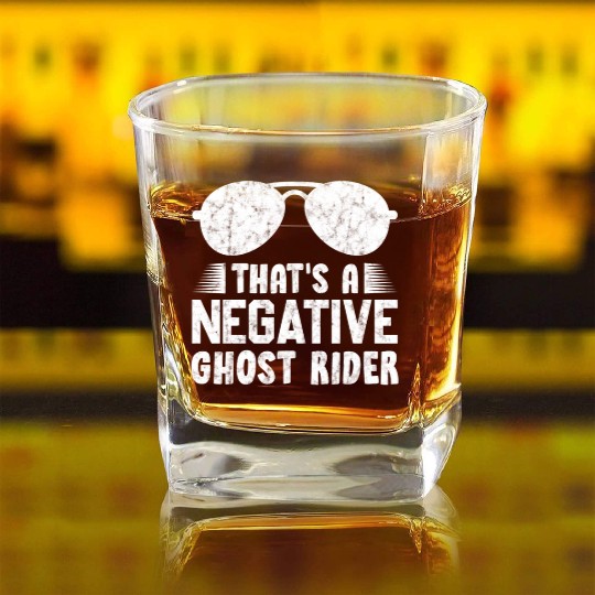 That'S A Negative Ghost Rider Pun For Movie Square Whiskey Glasses