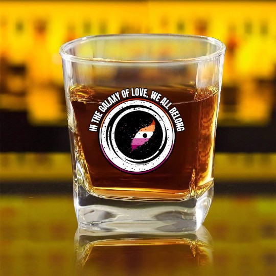 LGBTQ Galaxy of Love, Lesbian Flag Galaxy Square Whiskey Glasses