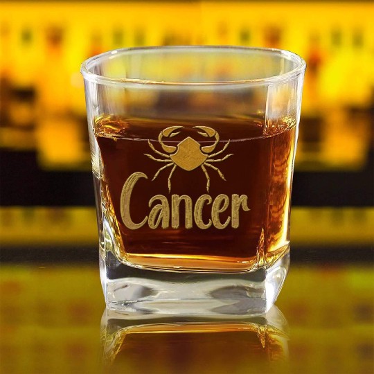 Cancer Zodiac Sign Square Whiskey Glasses