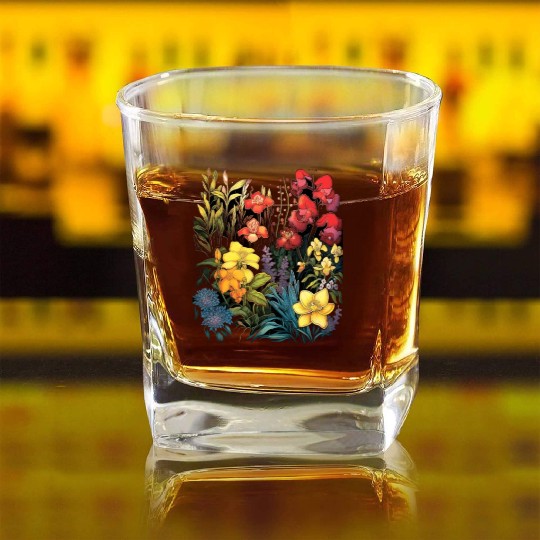 Orchids Flowers Garden Blossom Orchid Lover Square Whiskey Glasses