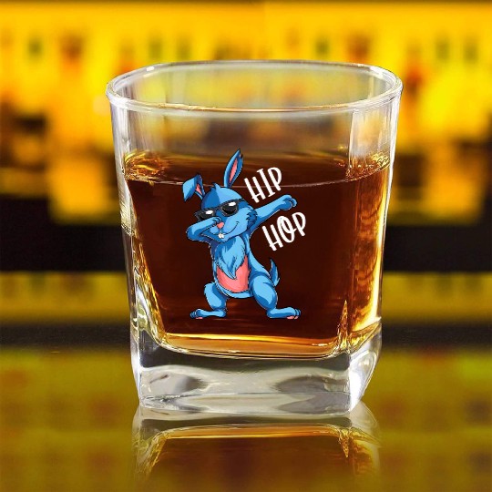Hip Hop Dabbing Bunny Easter Day Square Whiskey Glasses