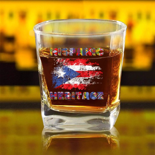 Puerto Rico Hispanic Heritage Month Square Whiskey Glasses
