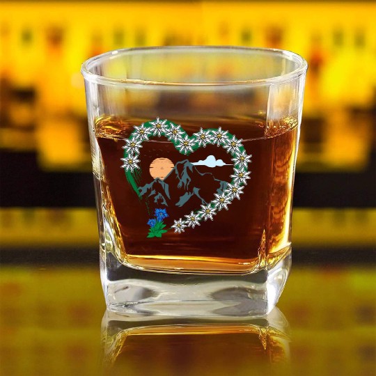 Mountain Love Hiking Climbing Mountaineering Square Whiskey Glasses