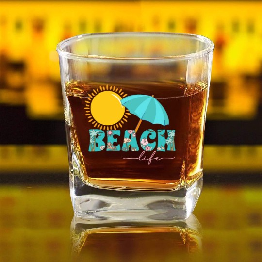 Sun-kissed Summers: Embrace the Beach Vibes Square Whiskey Glasses