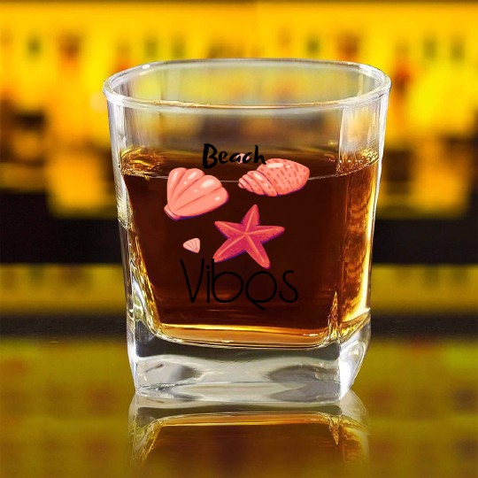 "Beach Vibes Square Whiskey Glasses: Embrace the Sun and Sand!"