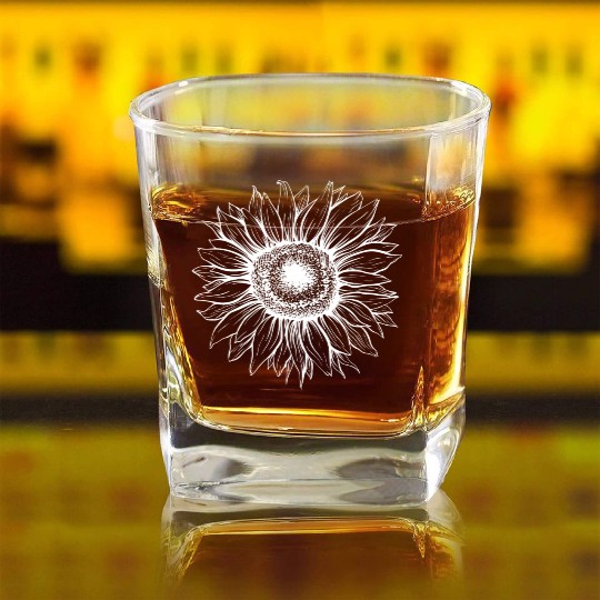 The summer sunflower. Square Whiskey Glasses