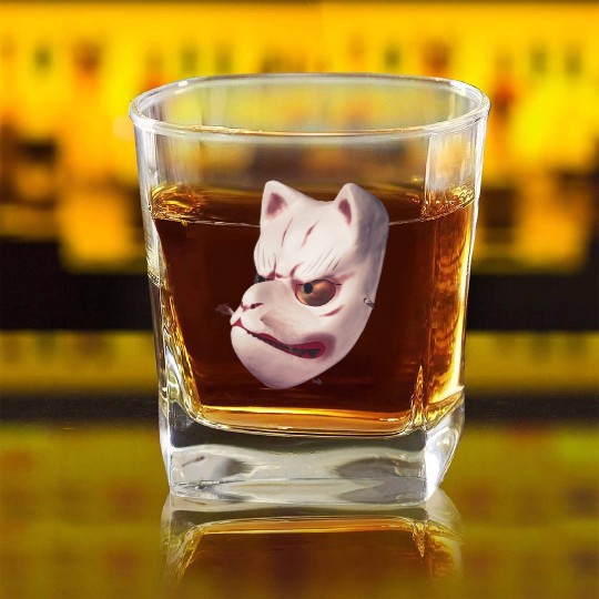 Cute Angry Face Square Whiskey Glasses