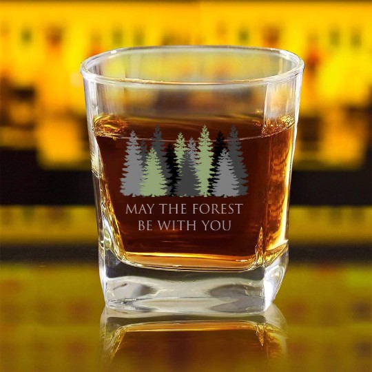 May The Forest Be With You Square Whiskey Glasses