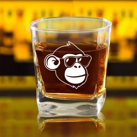 Ape Face Apes Apelike Jungle Primate Square Whiskey Glasses