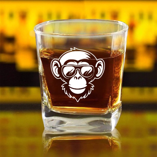 Ape Face Apes Apelike Jungle Primate Square Whiskey Glasses