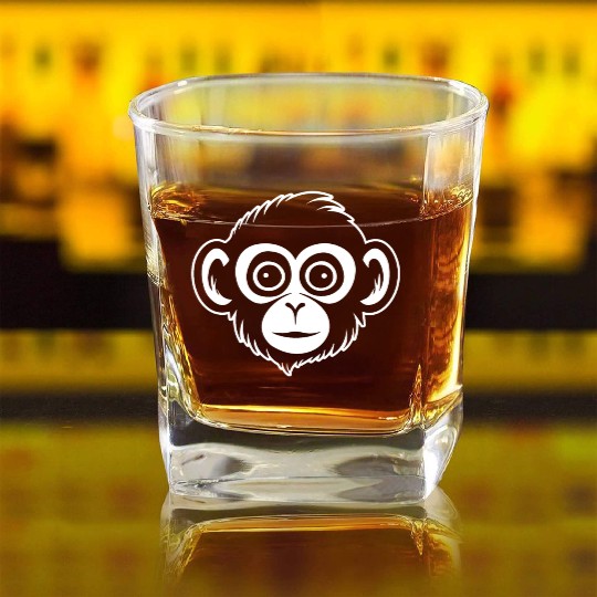 Ape Face Apes Apelike Jungle Primate Square Whiskey Glasses