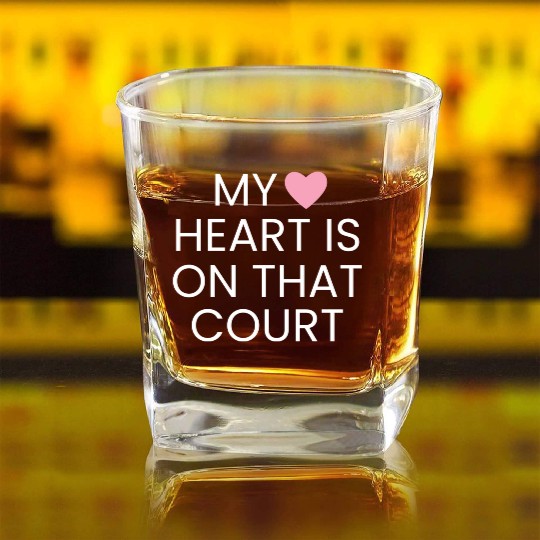 DESIGNMy Heart Is On That Court Tennis Player Square Whiskey Glasses