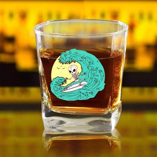 Skeleton surfing on Wave Square Whiskey Glasses