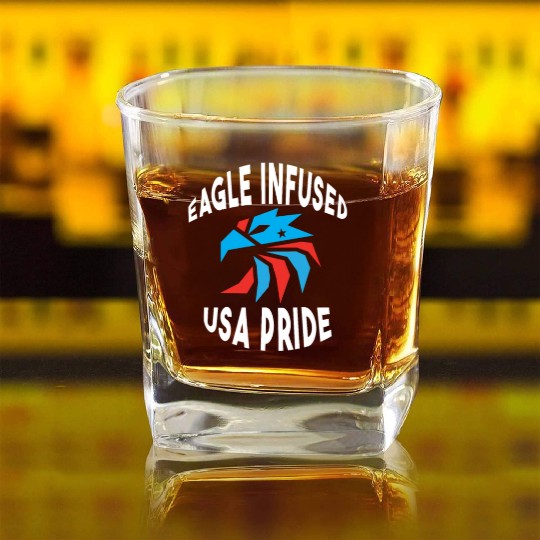 Eagle Infused, USA Pride Square Whiskey Glasses