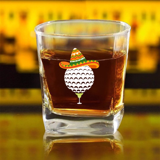 Margarita Golf Ball Mexican Sombrero Square Whiskey Glasses