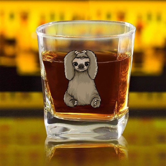 sloth omg what did i do Square Whiskey Glasses